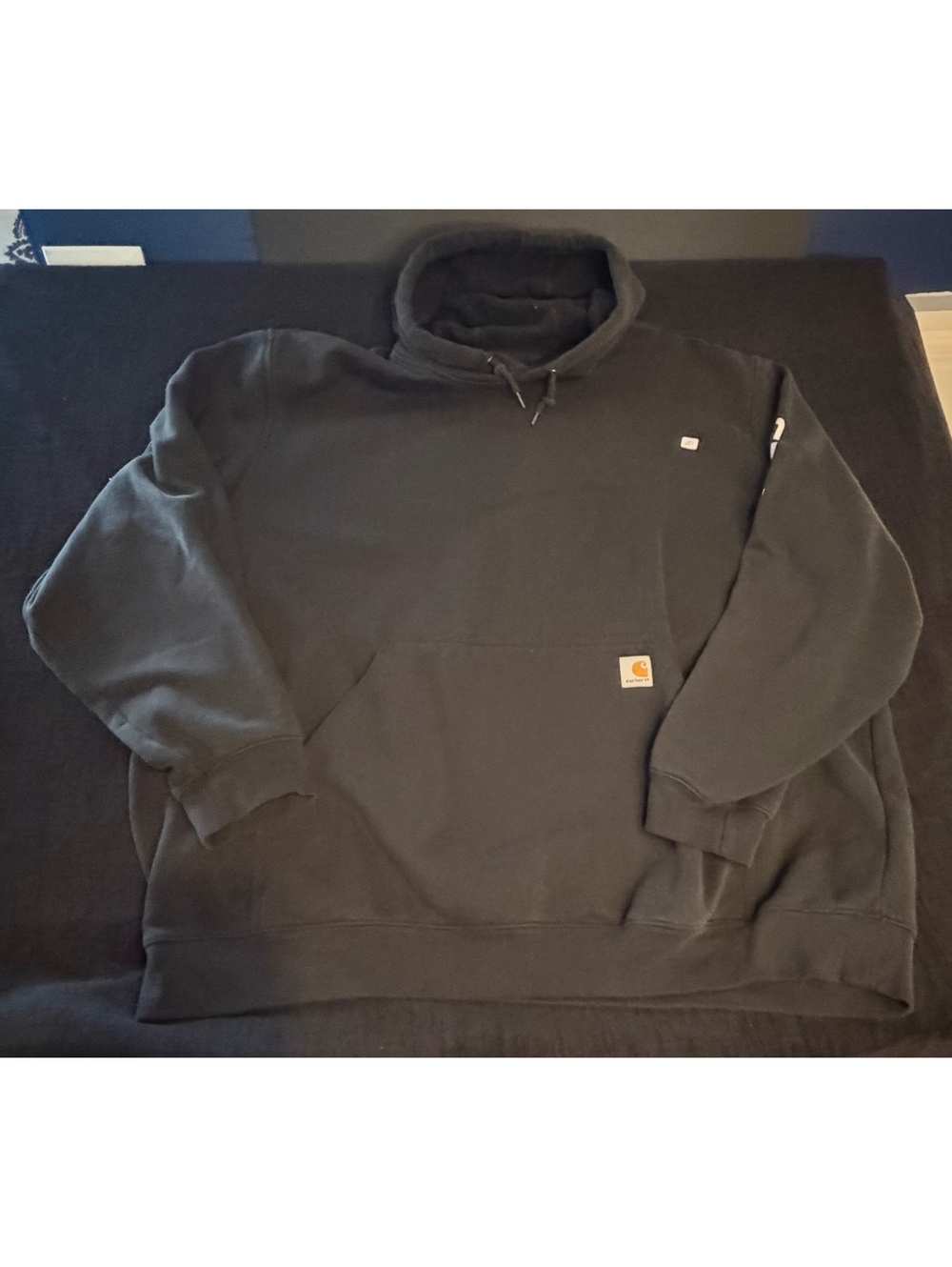 Carhartt Men's 3XL Black Loose Fit Hoodie with Sleeve Logo